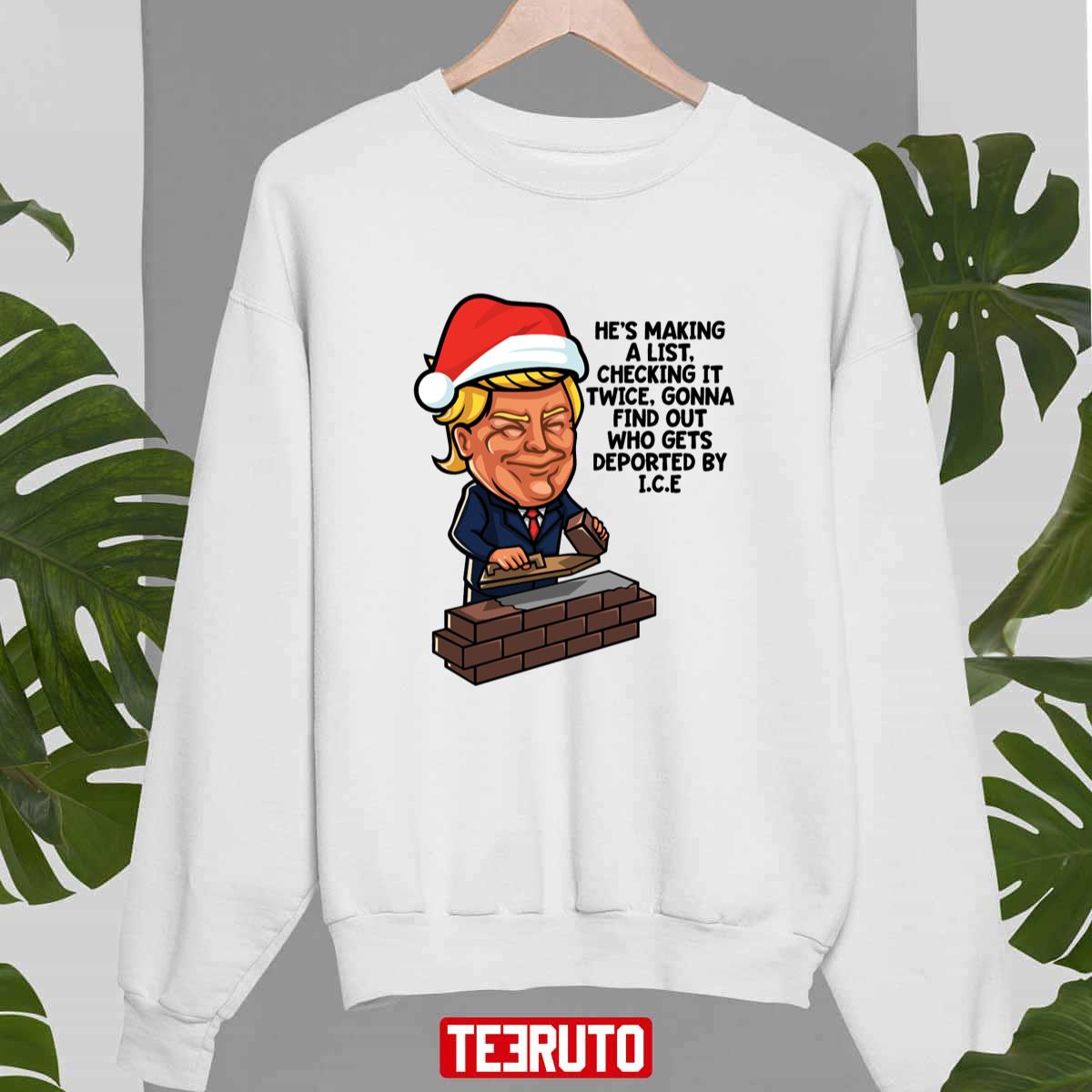 Donald Trump Santa Claus Funny Christmas Build The Wall Unisex Sweatshirt