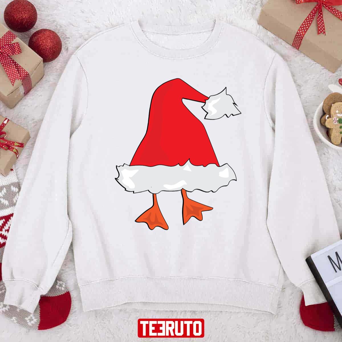 Duck Stuck In Santa Hat Christmas Unisex Sweatshirt