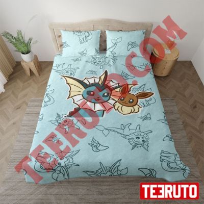 Eevee And Vaporeon From Pokemon Pattern Bedding Sets