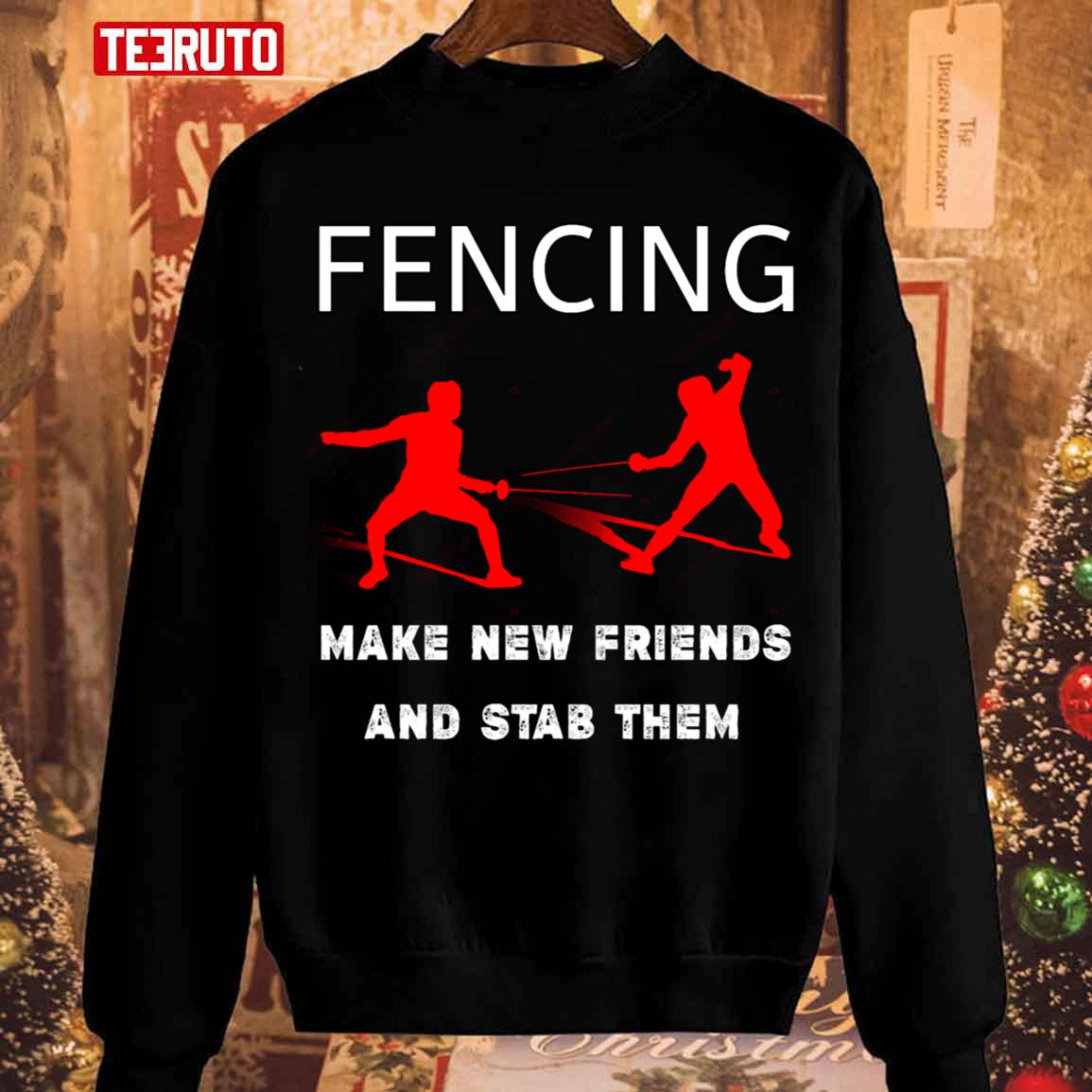 Fencing Make New Friends Trainer Vintage Sweatshirt
