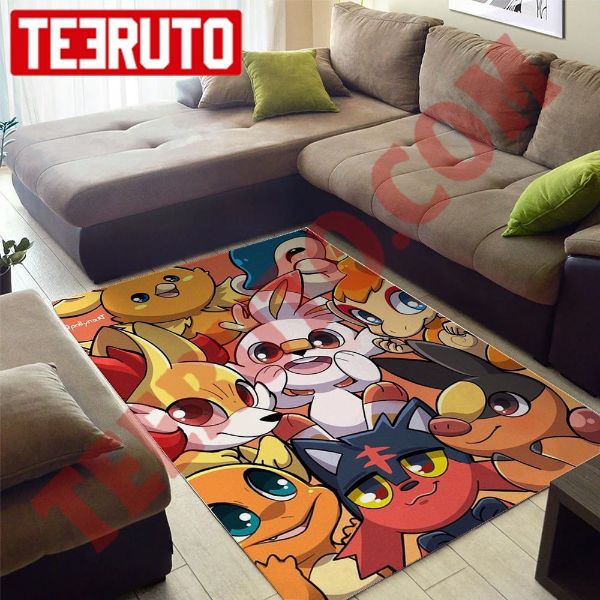 Fire Type Pokemon Collection Rug