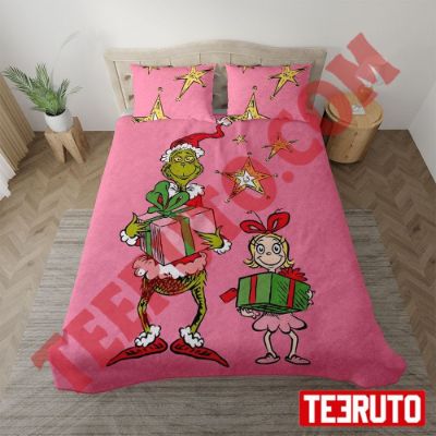 Grinch Icon Stoles Christmas Pink Bedding Sets