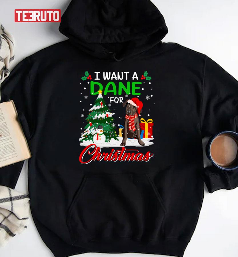 I Want Dane Dog Christmas Lights Santa Unisex Sweatshirt