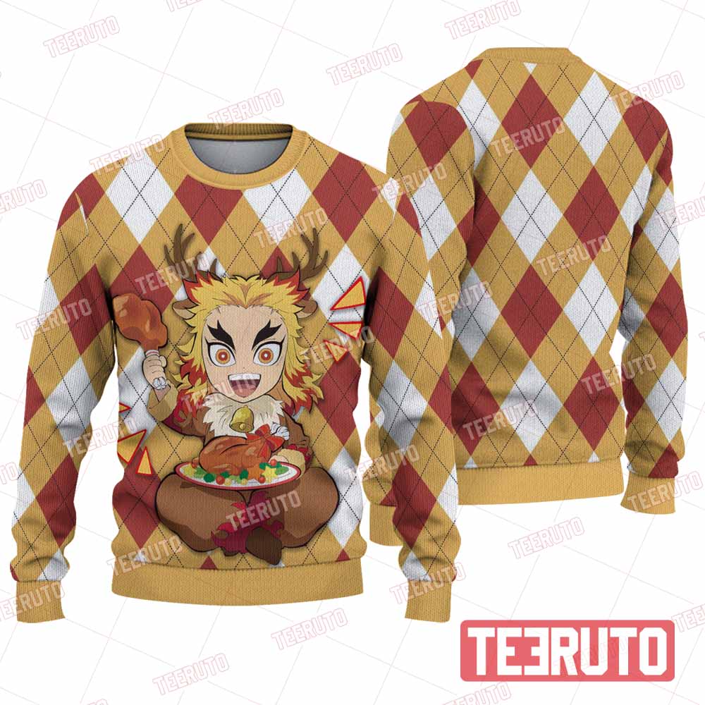 Kyojuro Rengoku Demon Slayer (Ver 01) Christmas Agyle Knitted Sweater