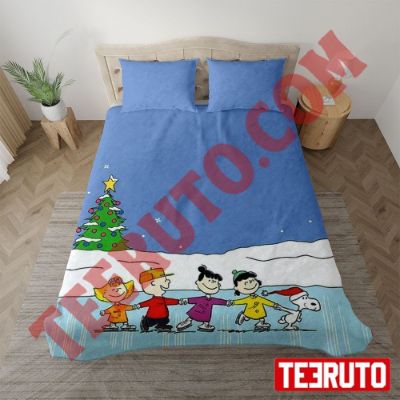Merry Christmas Snoopy Peanuts Characters Skiing Bedding Sets