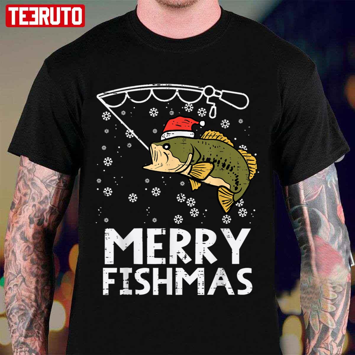 Merry Fishmas Fish Fishing Pjs Christmas Pajama Dad Men Unisex T-Shirt
