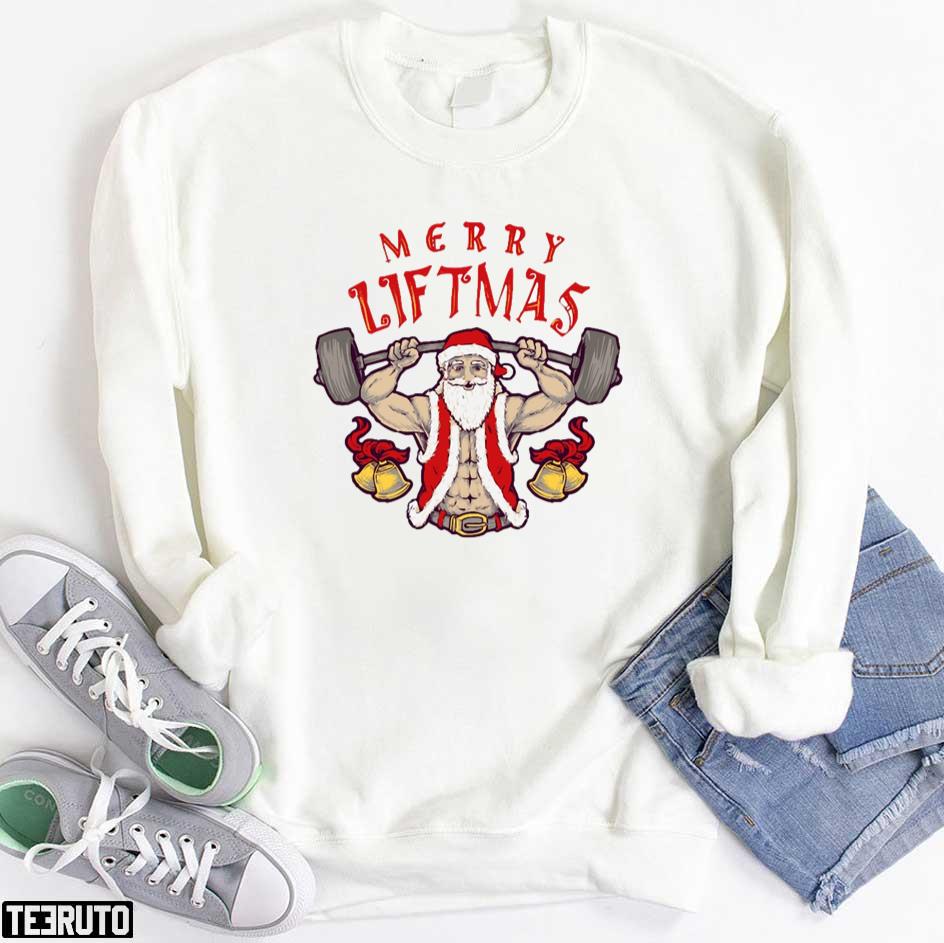 Merry Liftmas Fitness Christmas Shirt Santa Deadlift Gym Xmas Men