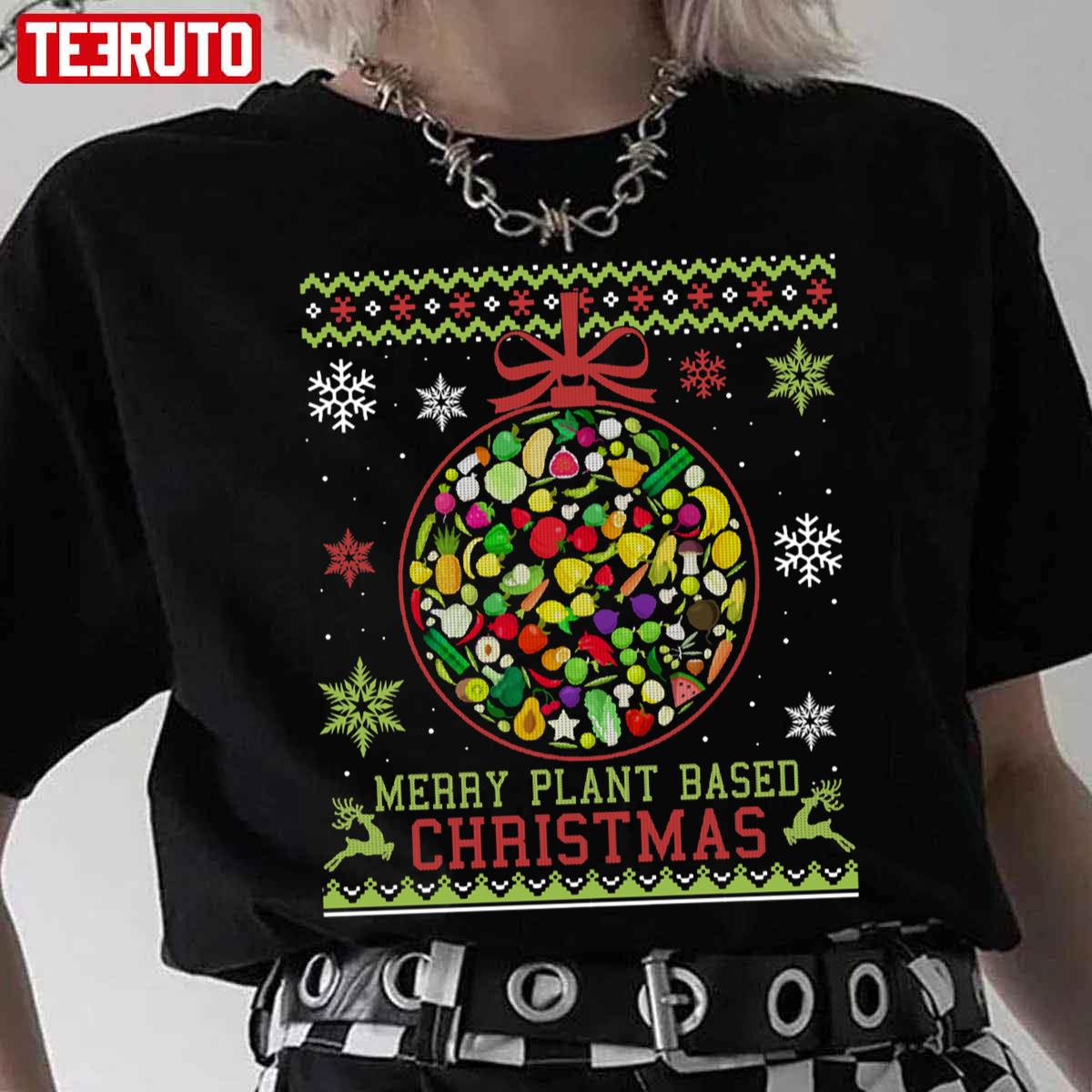 Merry Plant Based Christmas Vegan Unisex T-Shirt