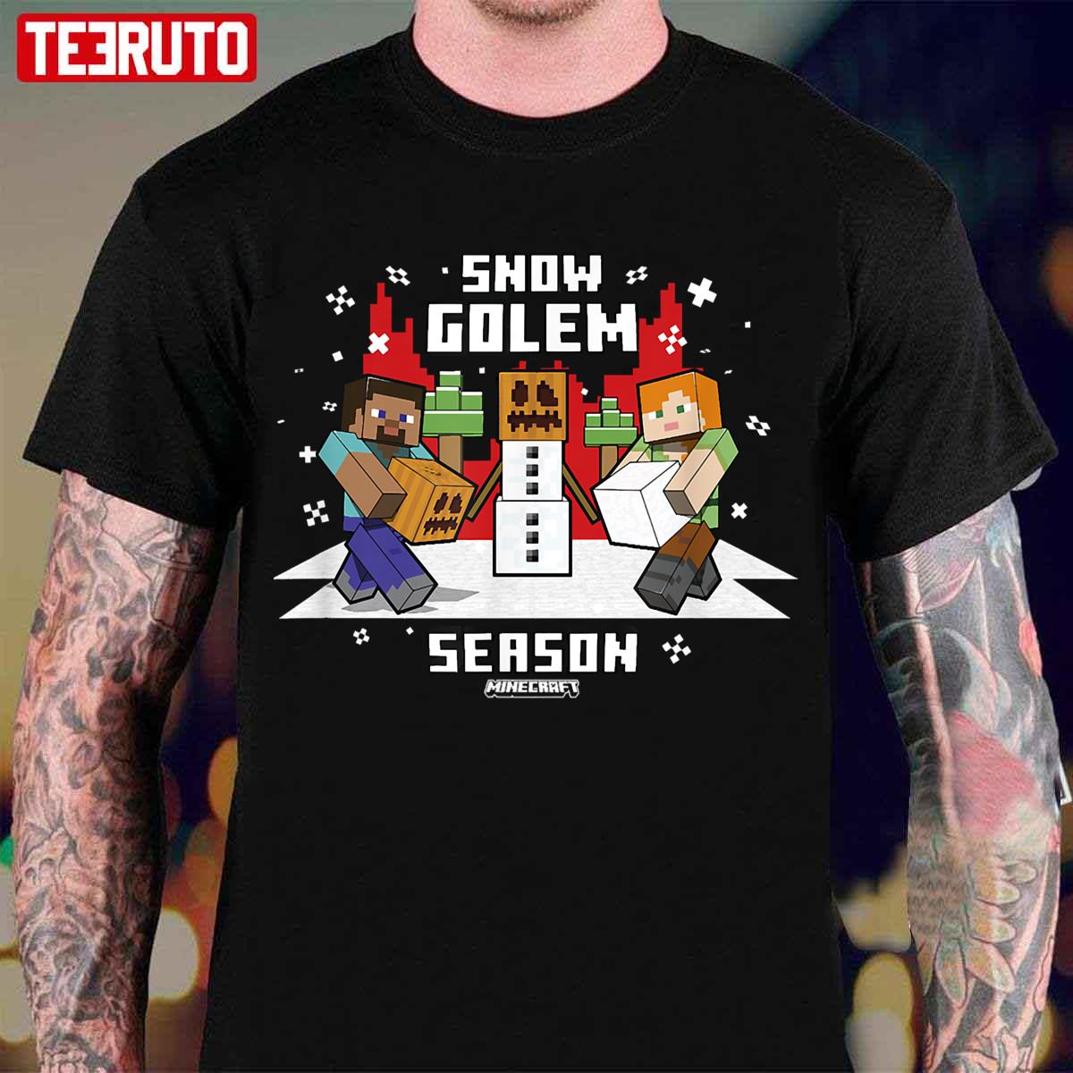 Minecraft Christmas Snow Golem Season Vintage Unisex T-Shirt