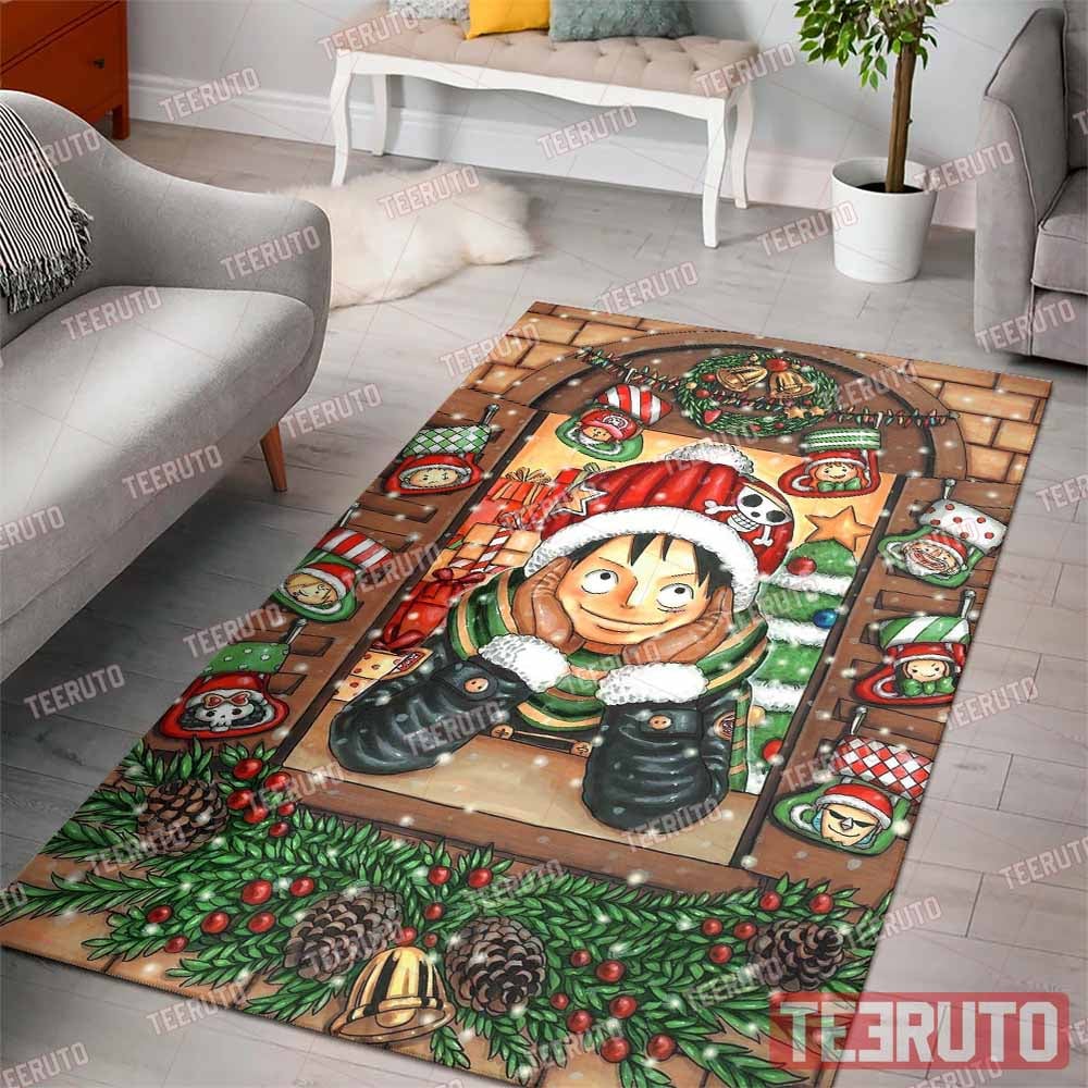 Obe Piece Anime Luffy Happy Holidays Christmas Rug