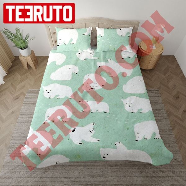 Pastel Green Polar Bear Pattern Christmas Bedding Sets