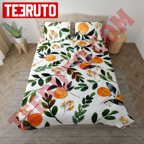 Peach Leaves And Fruits Pattern Bedding Sets