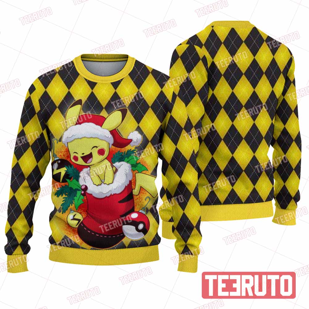 Pikachu Christmas Agyle Knitted Sweater