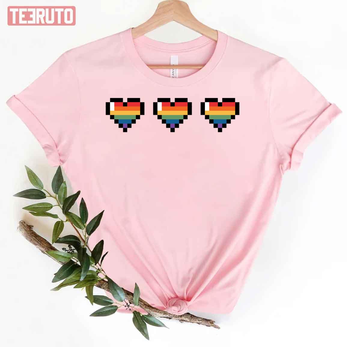 Pride Flag Hearts Gay Unisex T-Shirt