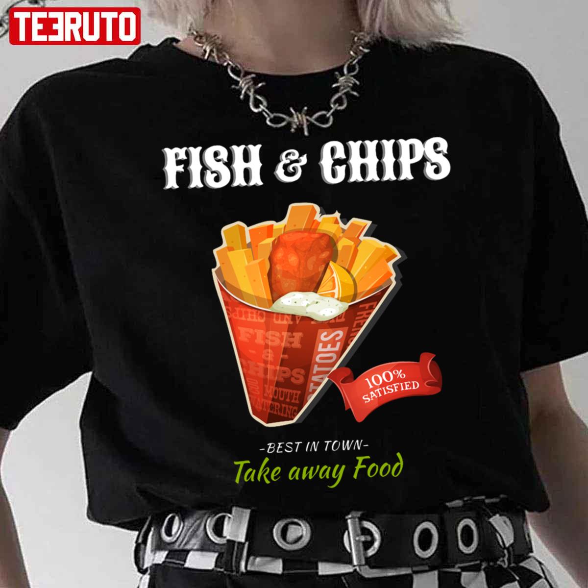 Retro Fish And Chips Premium Scoop Unisex TShirt Teeruto