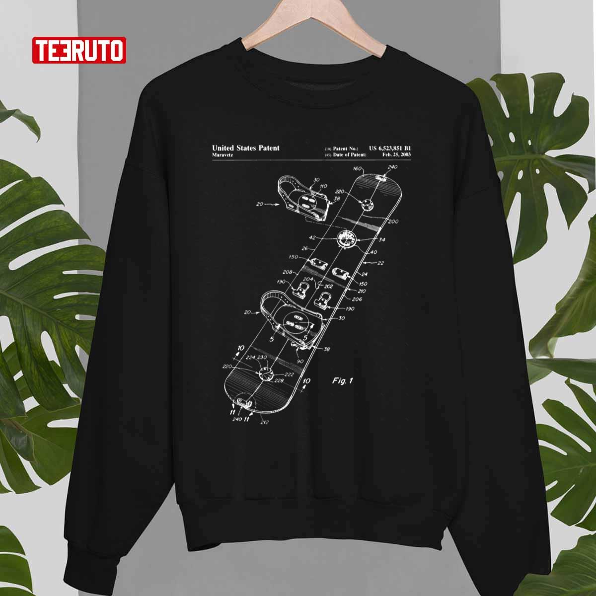 Snowboard Patent Snowboarding Art Blueprint Unisex Sweatshirt