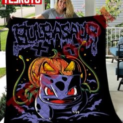 Spooky Bulbasaur Pokemon Halloween Quilt Blanket