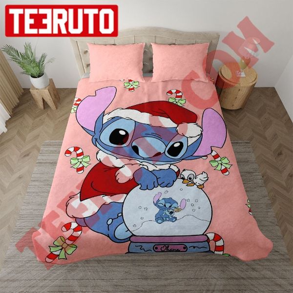 Stitch In Candy Canes Pattern Alhoma Christmas Bedding Sets