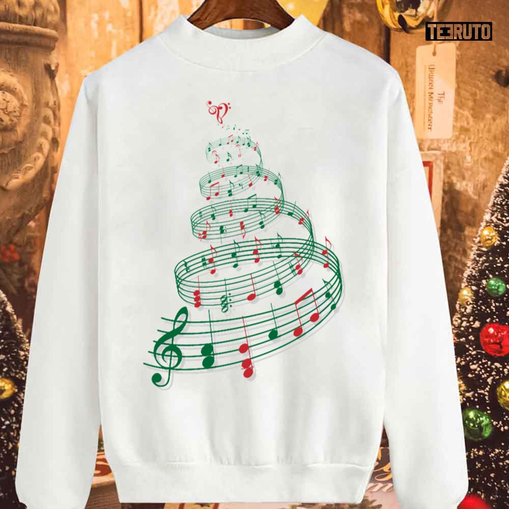 Tree With Music Notes And Heart Christmas Unisex Sweatshirt