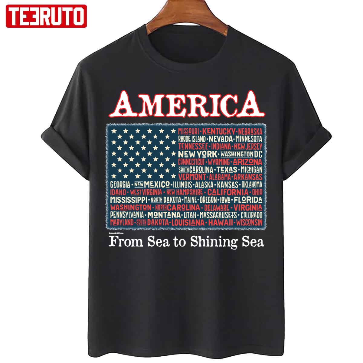 Us States Names As Part Of American Flag Art Unisex T-Shirt