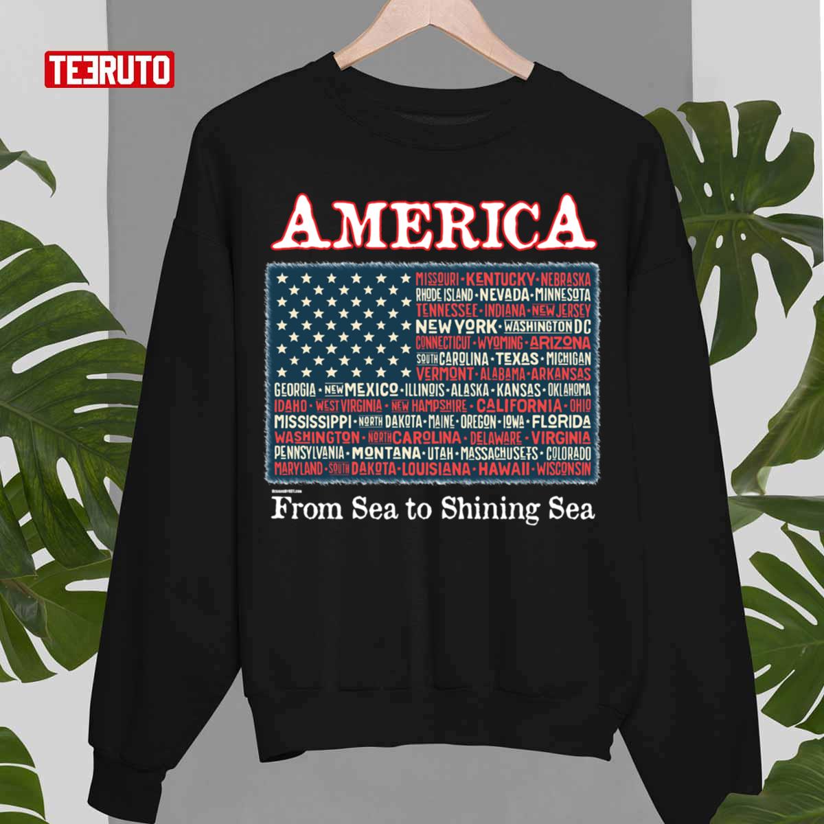 United States Flag T-shirt With The Names Of The States