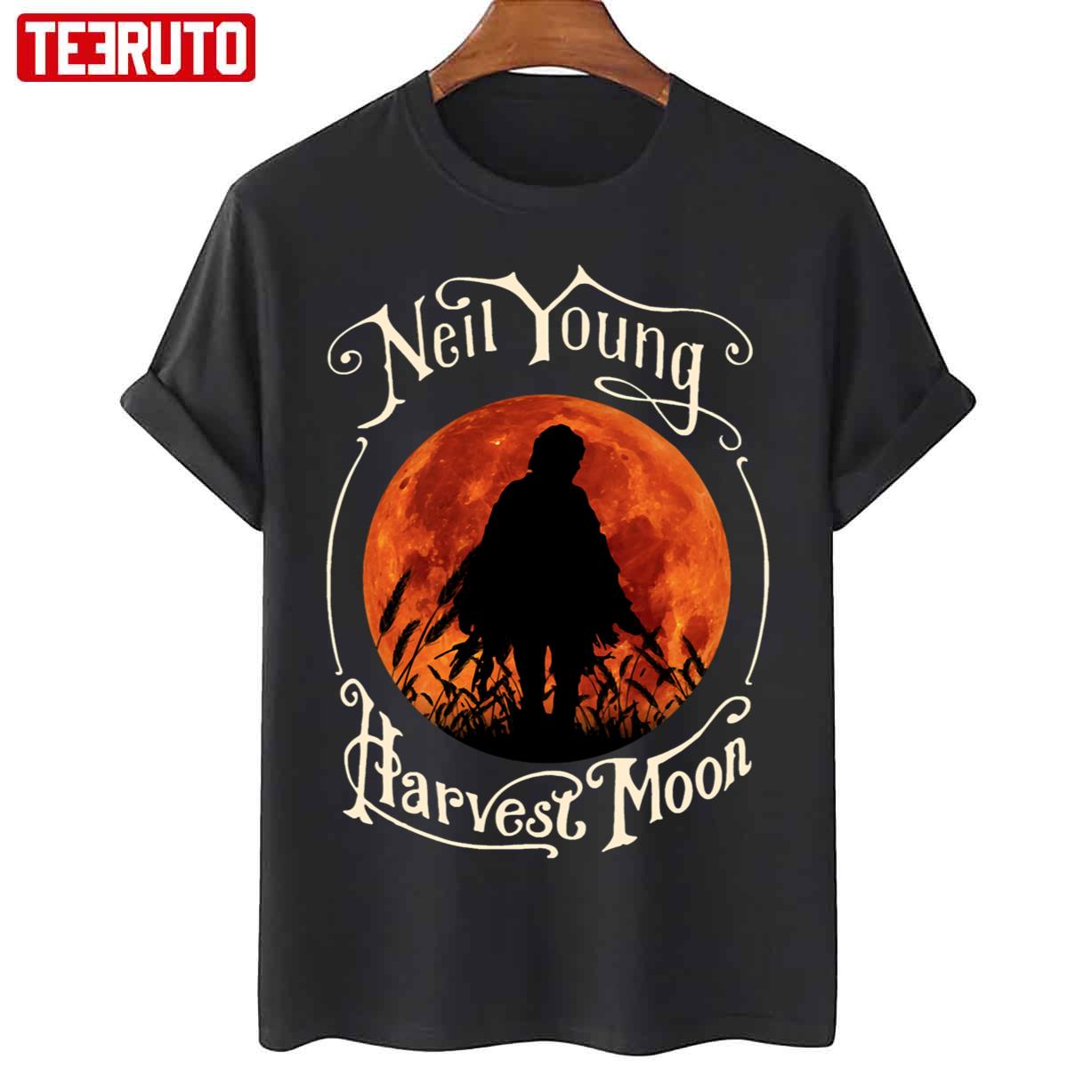 Vintage Rock Retro Harvest Moon In Night Hallowen Unisex T-Shirt