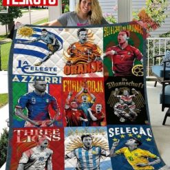 Vintage World Cup 2014 Football Team Quilt Blanket