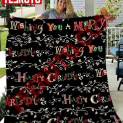 Wishing You A Merry Christmas Wishes Quotes Quilt Blanket