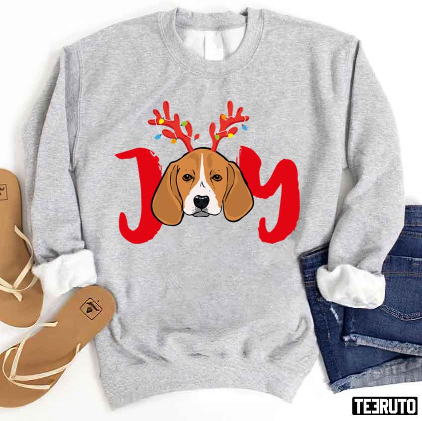 Beagle Dog Xmas Christmas Reindeer Antlers Light Unisex Sweatshirt