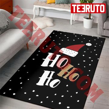 Black Pattern Ho Ho Ho Christmas Santa’ Rug