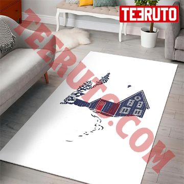 Blue House In The Snow Rug