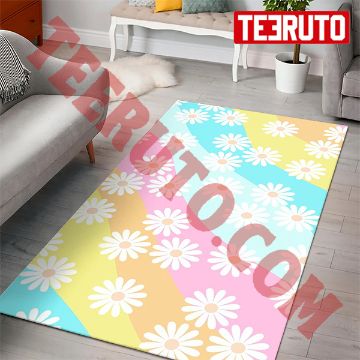Bright Pastel Daisy Design Rug