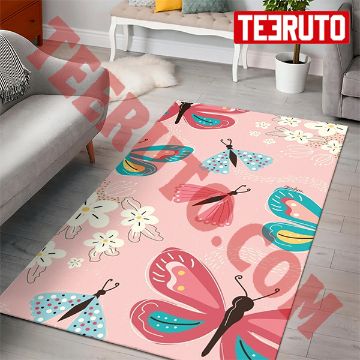 Butterflies In Spring With Flowers Rug