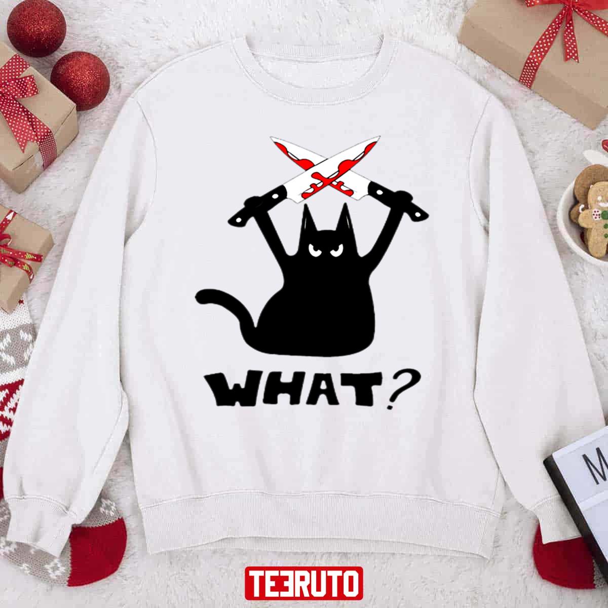Cat Knife Merry Christmas Black Cat K Unisex Sweatshirt