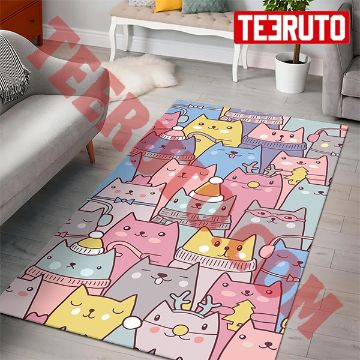 Cats Colored Pattern Rug
