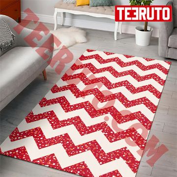 Chevron Christmas Red And White Rug