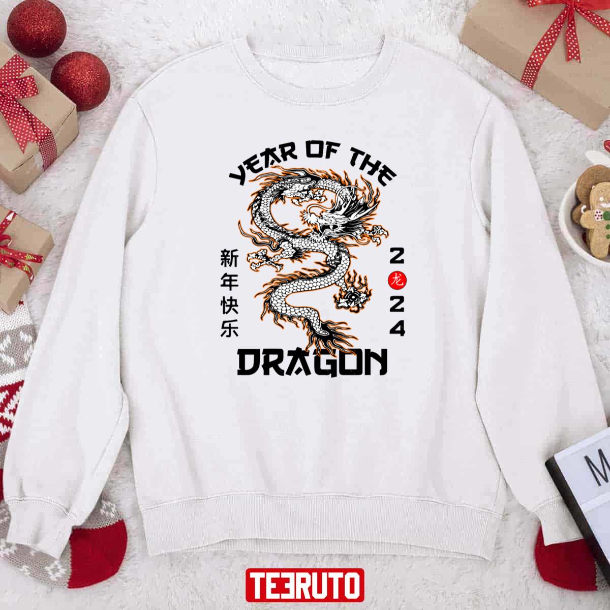 Chinese Zodiac Dragon Happy New Year 2024 Colorful Sweatshirt