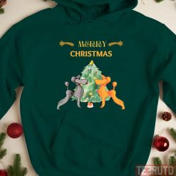 Christmas Apricot And Grey Poodles And Christmas Tree Unisex Sweatshirt