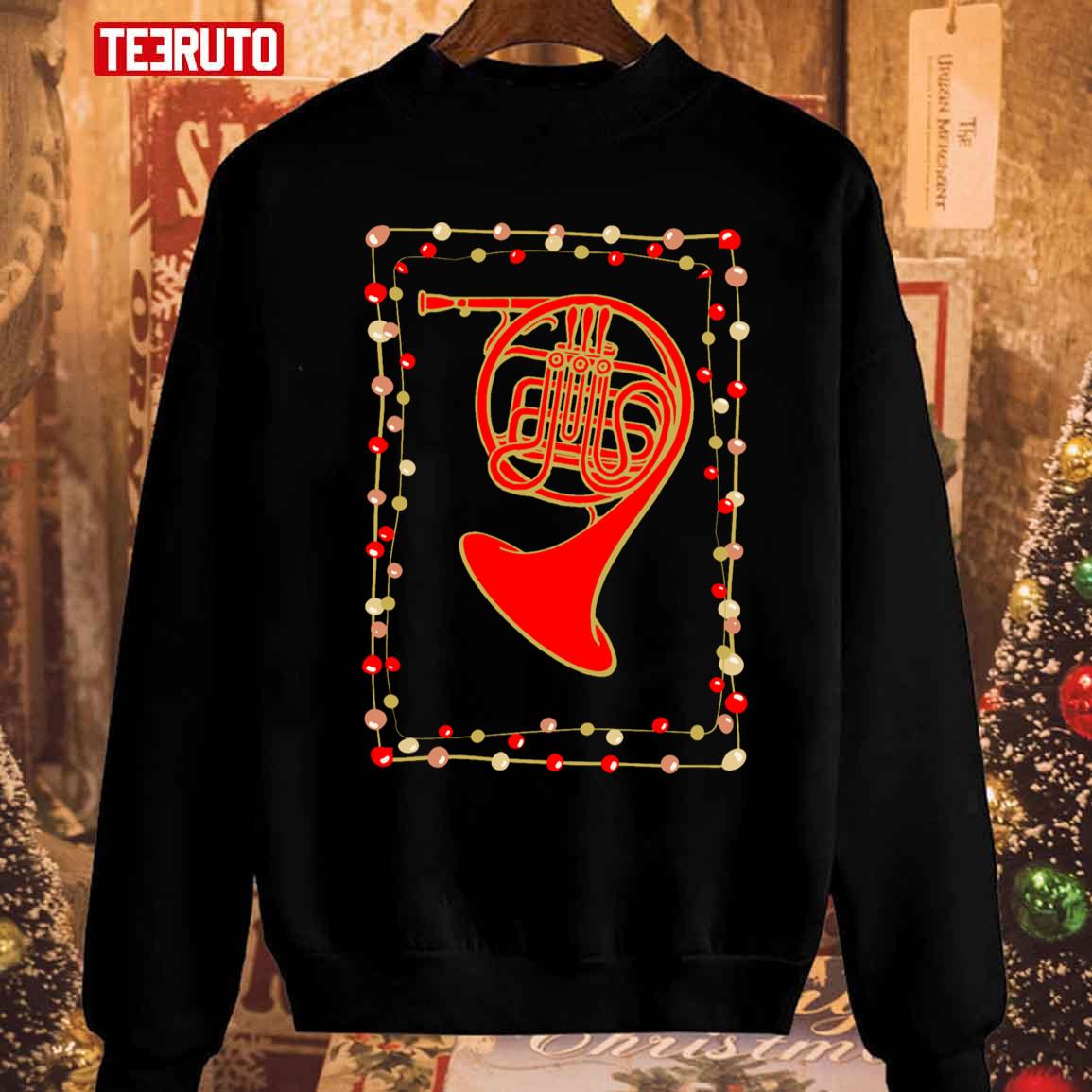 Christmas French Horn Red Unisex Sweatshirt