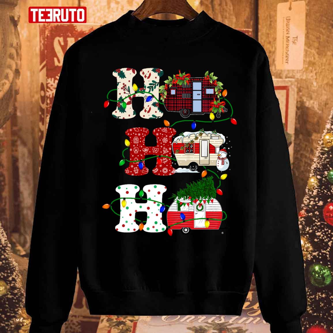 Christmas Ho Ho Ho Camper Van For Camping Lover Funny Xmas Unisex Sweatshirt