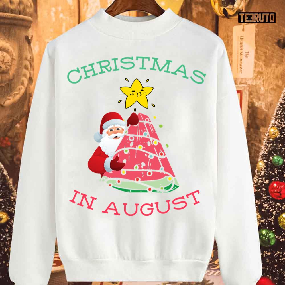 Christmas In August Watermelon Santa In Summer Vacation Unisex Sweatshirt