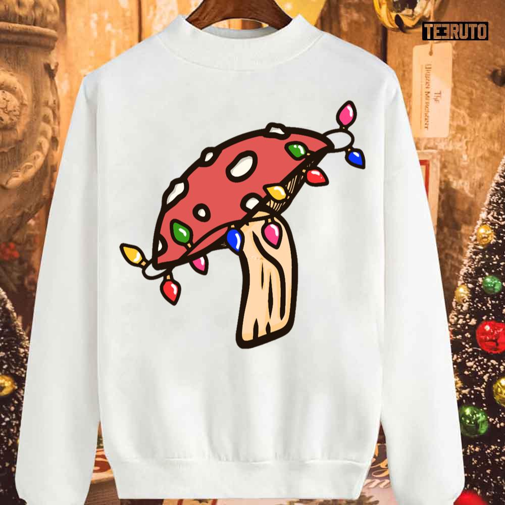 Christmas Lights Wrap A Mushroom Unisex Sweatshirt
