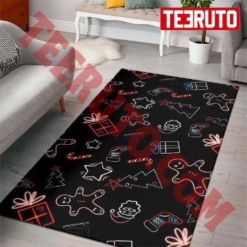 Christmas Neon Doodles Icons Rug