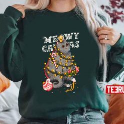 Christmas Tree Holiday S Funny Chonky Blue British Shorthair Cat Dressed As A Chritmas Unisex Sweatshirt