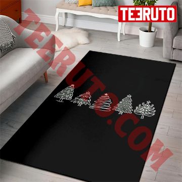 Christmas Tree Linearts Black Rug
