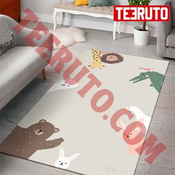Cute Animals Lion Bear Rabbit Rug