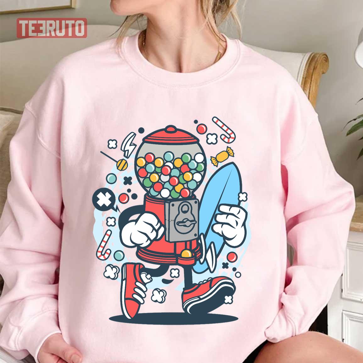Cute Candy Machine Surfer Unisex Sweatshirt