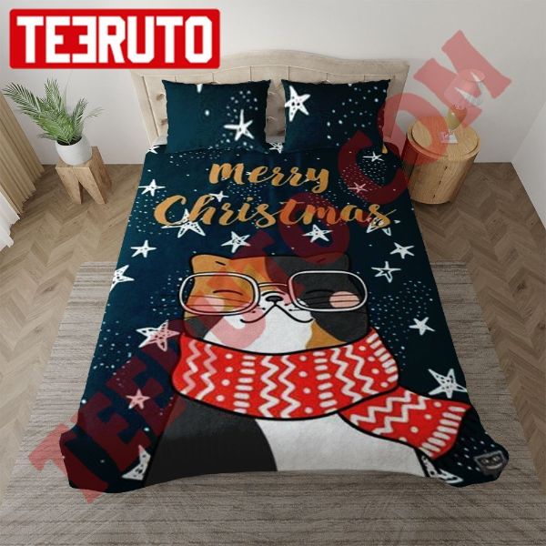 Cute Cat In Winter Christmas Snow Bedding Sets Teeruto