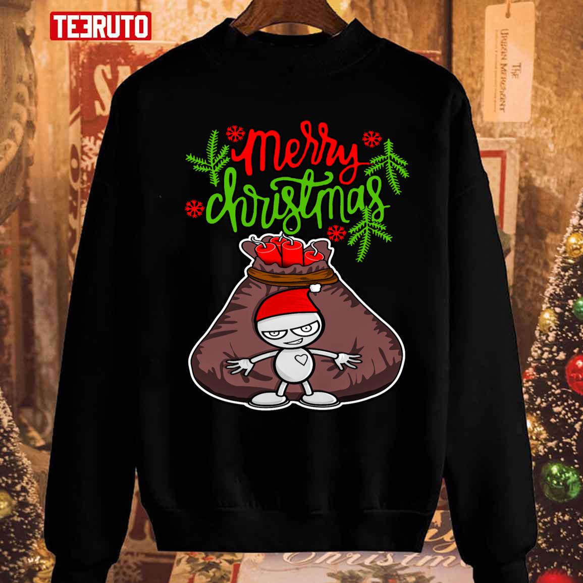 Cute Gangster Cartoon With Dynamite Christmas 2023 Unisex Sweatshirt