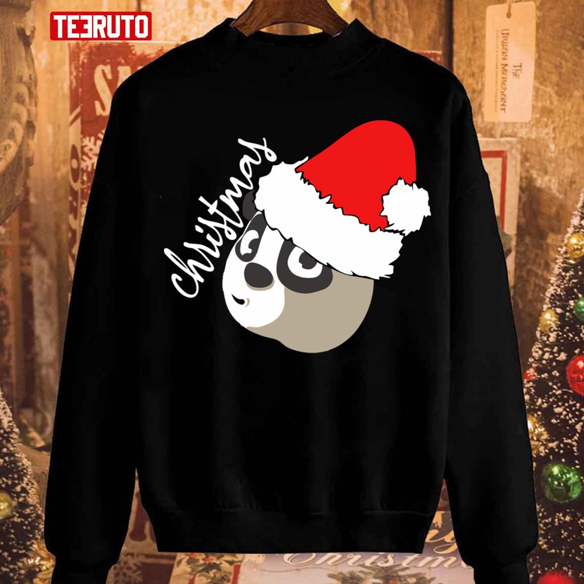 Cute Panda Face Merry Christmas Unisex Sweatshirt